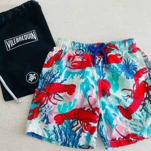 Vilebrequin Kids Red and Blue Lobster Print Swim Shorts (8Y)